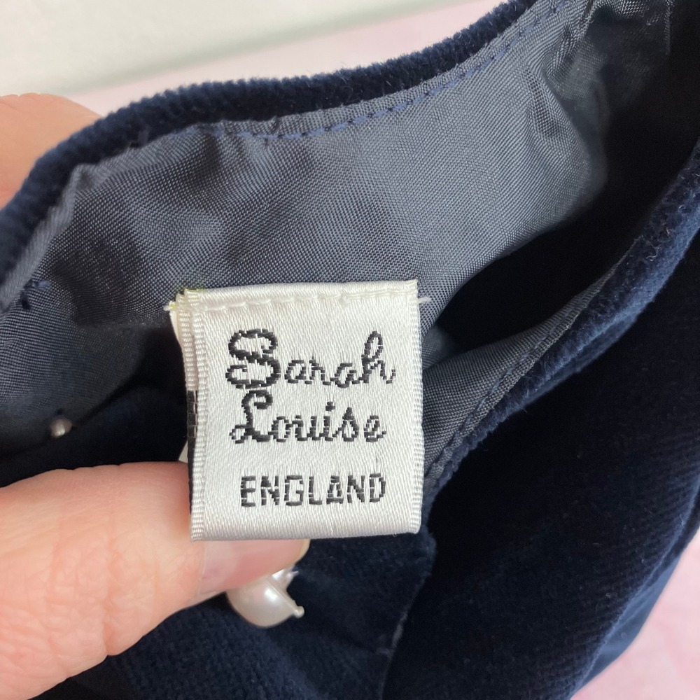 NWT Sarah Louise England Girls Dress Embroidered Navy Velvet Pink Tulle 2 yrs - Picture 3 of 14